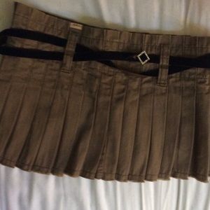 Pleated Kaki Skirt