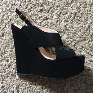Black Suede Wedges