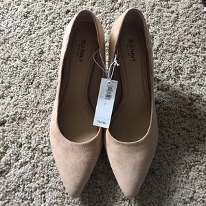 Cream Suede Low Heel