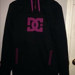 DC Fuzzy hoodie - maroon and black