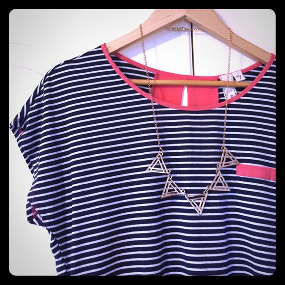 striped blouse with keyhole back