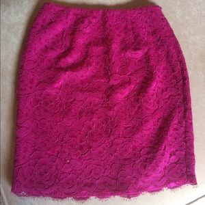Cynthia Steffe Fuschia Lace Pencil Skirt