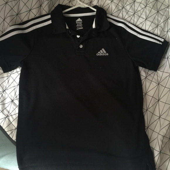 Adidas classic white stripped polo