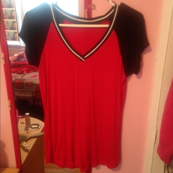 Red & black v-neck