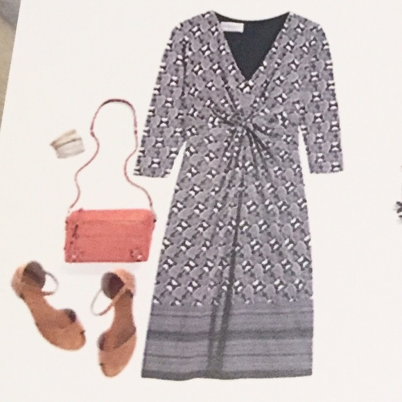 Twist front patterned shift dress