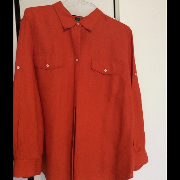 Summer Chic! Beautiful orange linen shirt