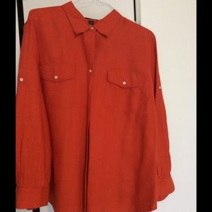 Summer Chic! Beautiful orange linen shirt