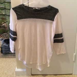 White and grey 3/4 sleeve baseball tee