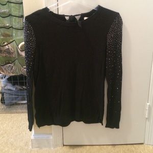 Long sleeve black sweater with embellishment