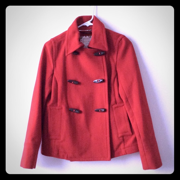 Red Wool Toggle Coat - Picture 1 of 4