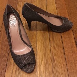 Vince Camuto sparkle peep toe heels