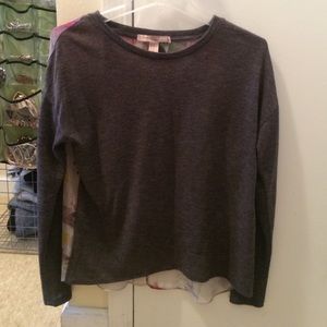 Long sleeve grey knit with floral back