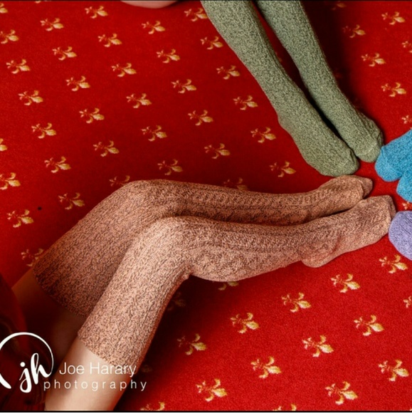 Peony and Moss Accessories - Marbled cable thigh high in Marsala Peony and Moss