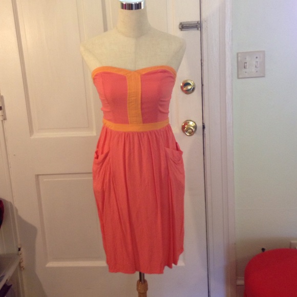 Color block strapless sun dress size small
