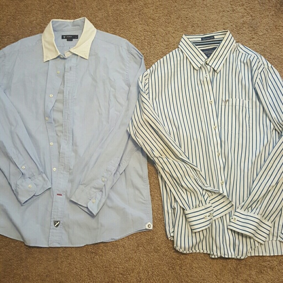 2 MENS button ups (XL) American Eagle, Cremieux