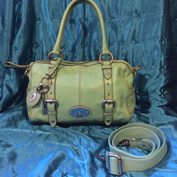 FOSSIL mint green leather handbag