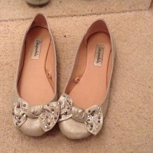 Cream and silver flats
