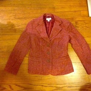 Talbots wine tweed preppy blazer jacket- 4