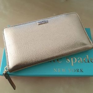 Kate spade metallic gold wallet complete new