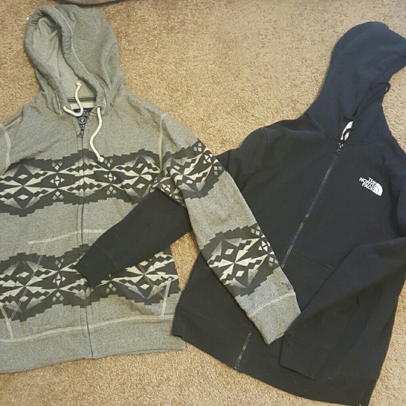 2 fleece lined MENS zipup jacket,L, north Face, AE