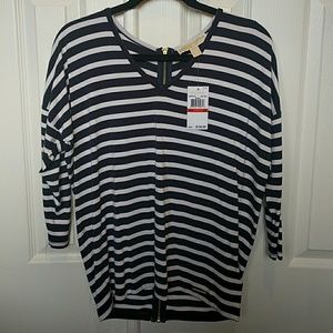 MICHAEL Michael Kors 3/4 sleeve white navy top XS