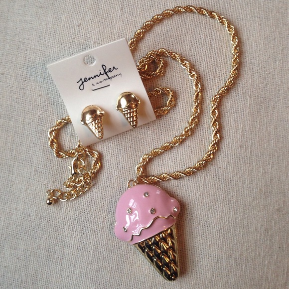 Jewelry - Ice Cream Cone Necklace and Earring Set