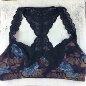 Galoon Lace Floral Bralette Black Multi