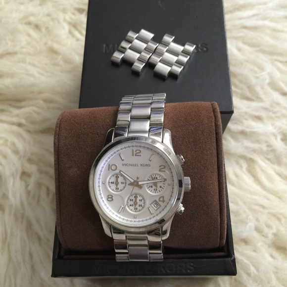 Michael Kors silver runway watch.