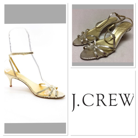 J. Crew Shoes - j Crew Gold Leather Heels  Size 8