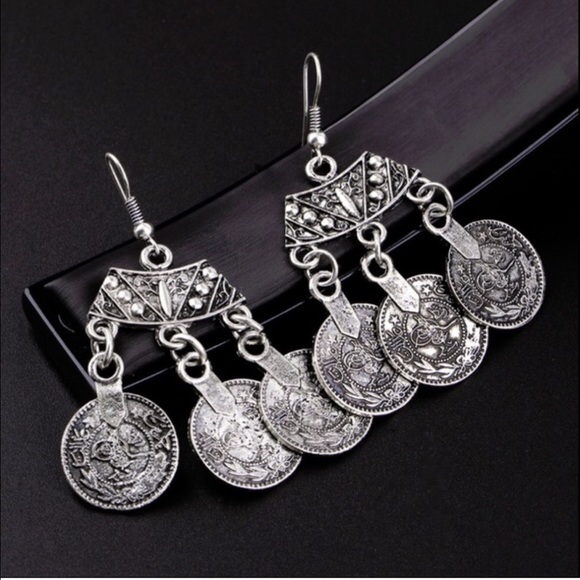 Silver Coin Earrings - Picture 2 of 2