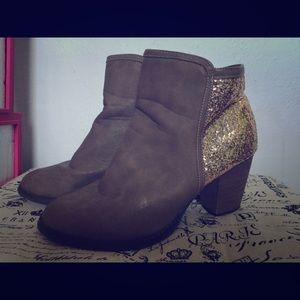 Tan and gold booties