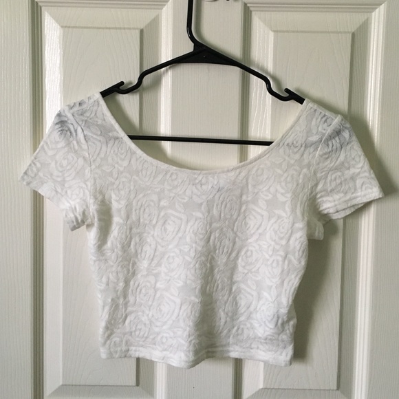 H&M White crop top with floral detailing