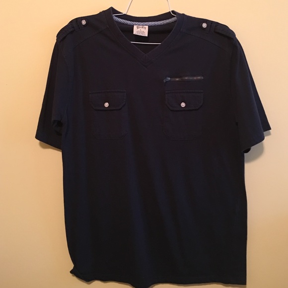 Blue Gear large V-neck t-shirt