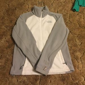 North Face White/Gray Zip Up Jacket