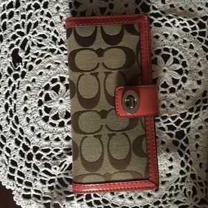 Coach wallet, brown and orange color