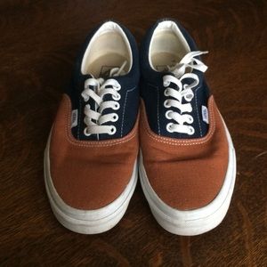 Blue and orange Vans lowtop plush sneaker