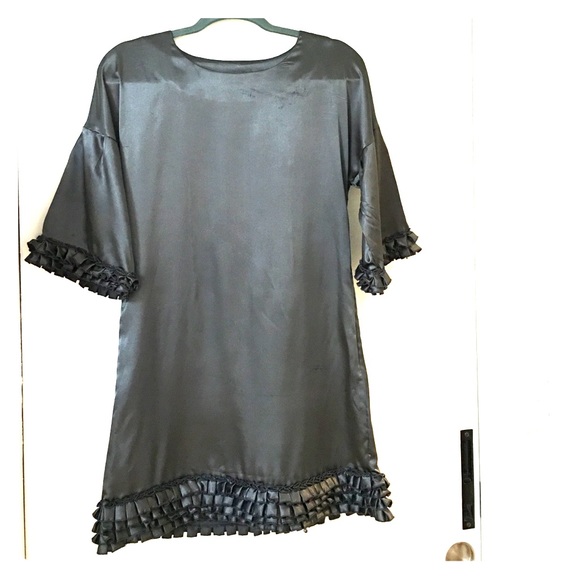 Satin Silver 3/4 sleeved Party Dress