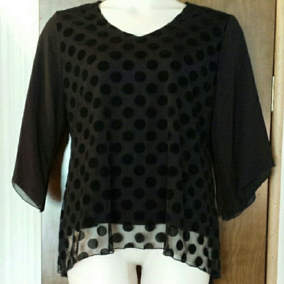 Sienna Grace Tops - Price Drop! Layered black-on-black polka dot top
