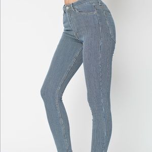 American apparel high waisted striped jeans