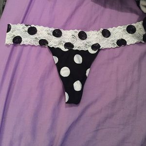 Pink lace trim thong