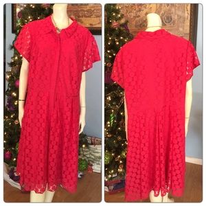 💰⤵️ Deep Coral Lace overlay Adrianna Papell dress