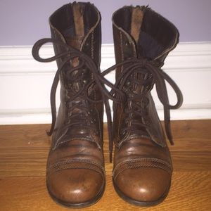 Brown Leather Combat Boots
