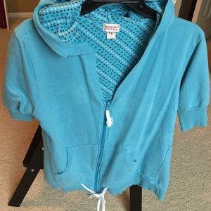 Hoodie. 3/4 in sleeves. Zip up.