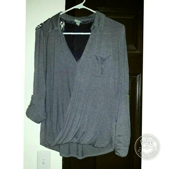 V neck deep purple top