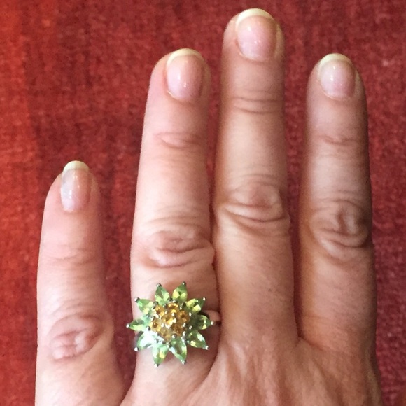 Sterling & Gemstone Floral Ring
