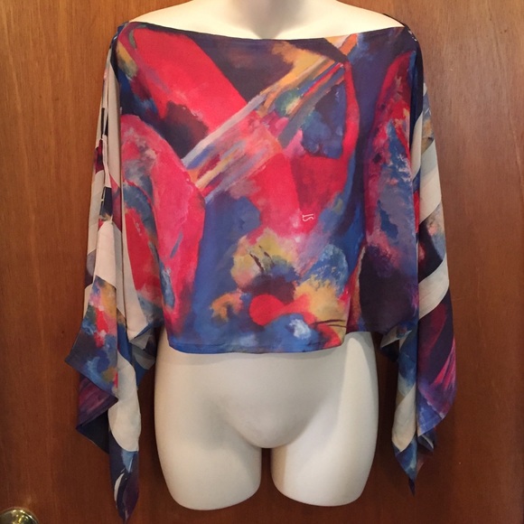 Boutique Tops - ST Brazil Boutique Watercolor Boatneck Crop Top