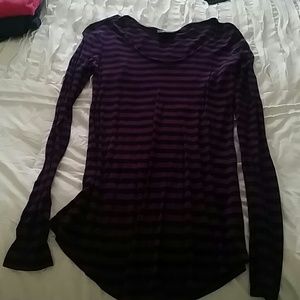 Black and purple striped long sleeve shirt