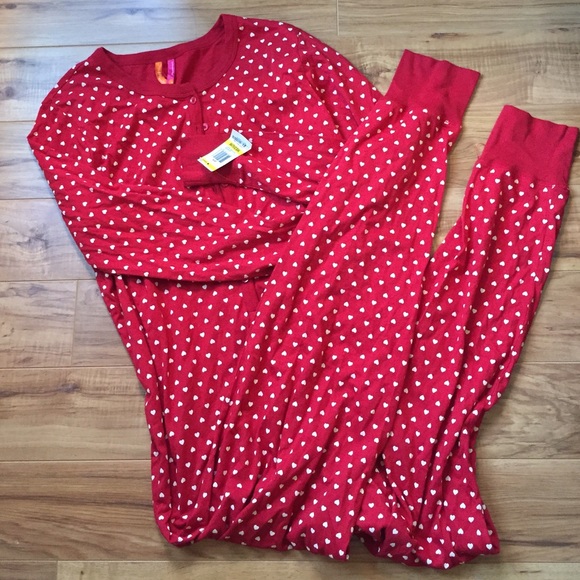 Red and white heart onesie pajamas