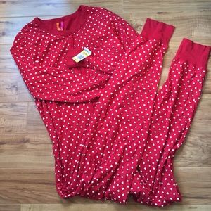 Red and white heart onesie pajamas