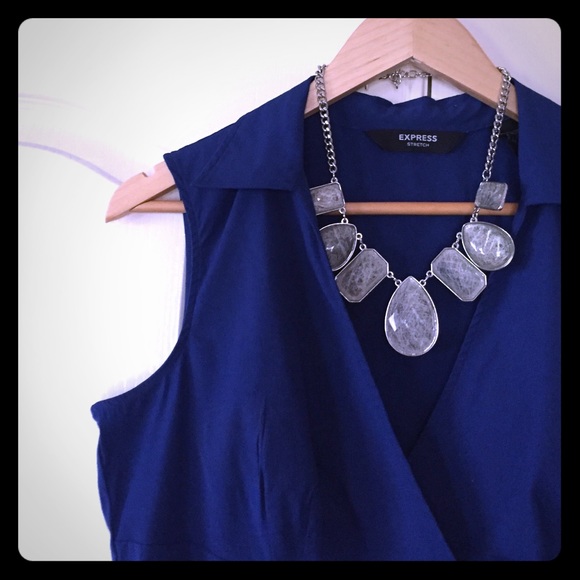 express sleeveless faux wrap top